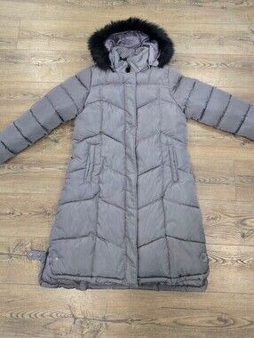 Big Chill | Gray Long Hooded Puffer Coat Size Large